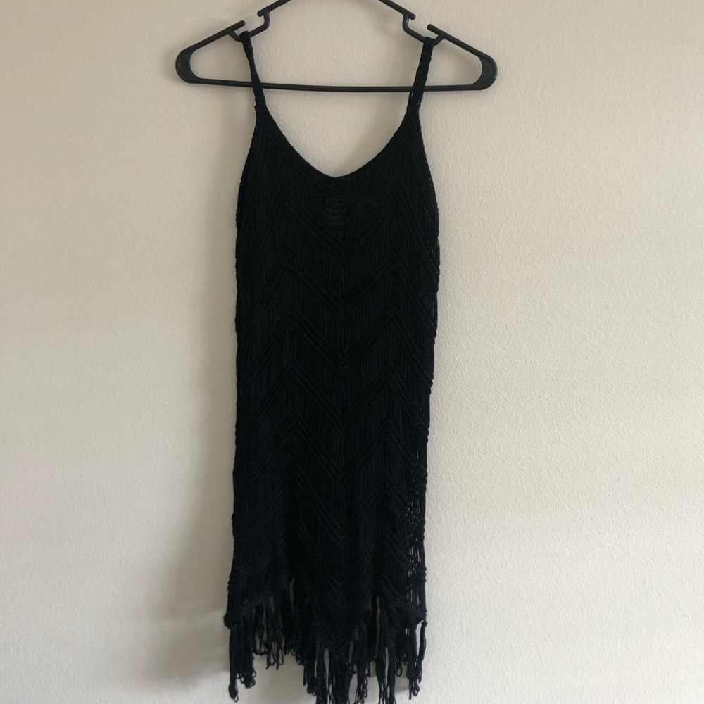 Fashion nova wide knit black bikini coverup